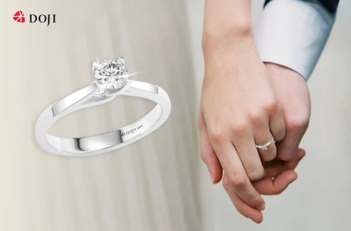 Nhẫn cưới vàng trắng tối giản
